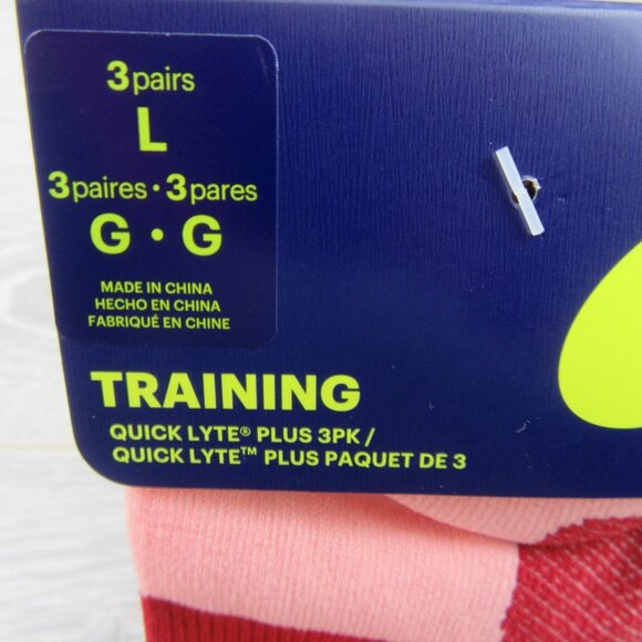 Asics Quick Lyte Plus Women’s Socks Size Large (3 Pairs) Frosted Rose Red NEW - Picture 3 of 11
